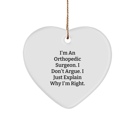 Orthopedic Surgeon Funny Heart Ornament Gifts from Men for Christmas Unique Presents - Image 1