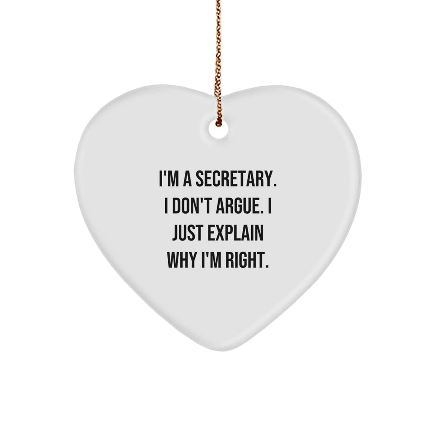 Funny Secretary Heart Ornament Gifts from Friends, Perfect for Christmas Unique Gifts, Gifts for Secretary, Secretary Lover - Image 1