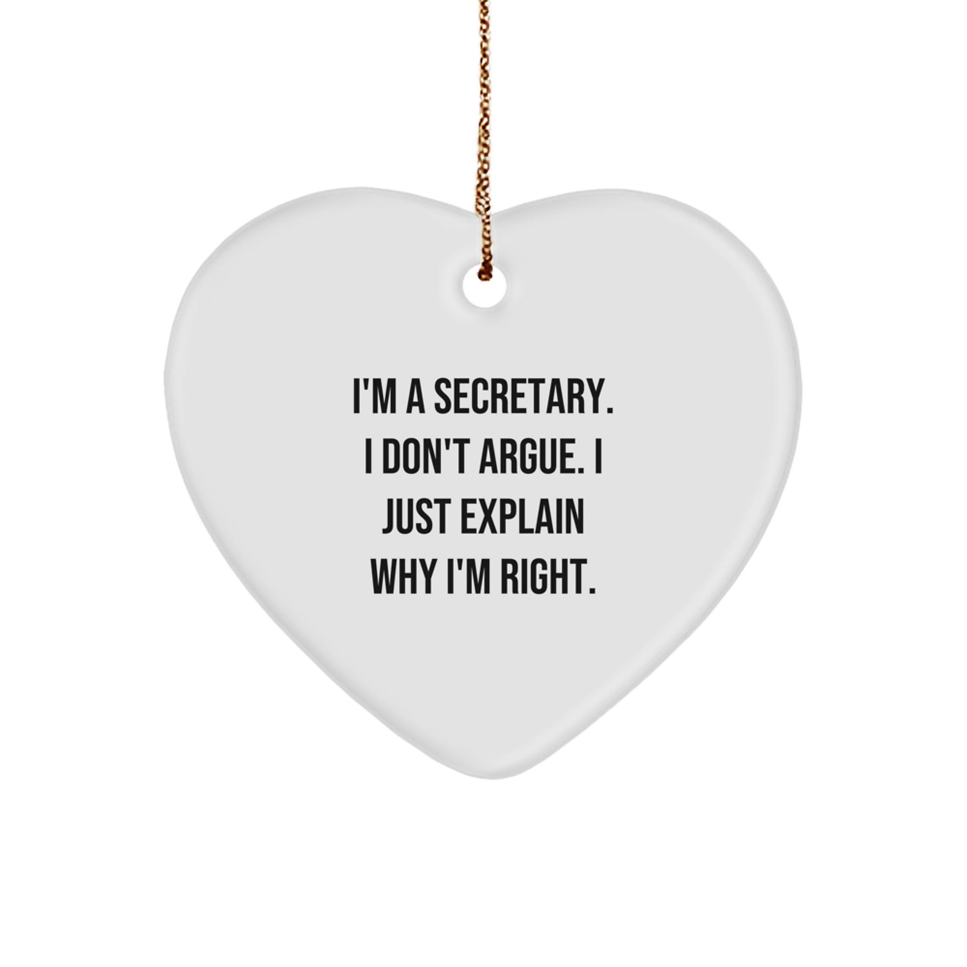Funny Secretary Heart Ornament Gifts from Friends, Perfect for Christmas Unique Gifts, Gifts for Secretary, Secretary Lover - Image 1