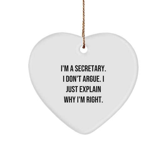 Funny Secretary Heart Ornament Gifts from Friends, Perfect for Christmas Unique Gifts, Gifts for Secretary, Secretary Lover - Image 1