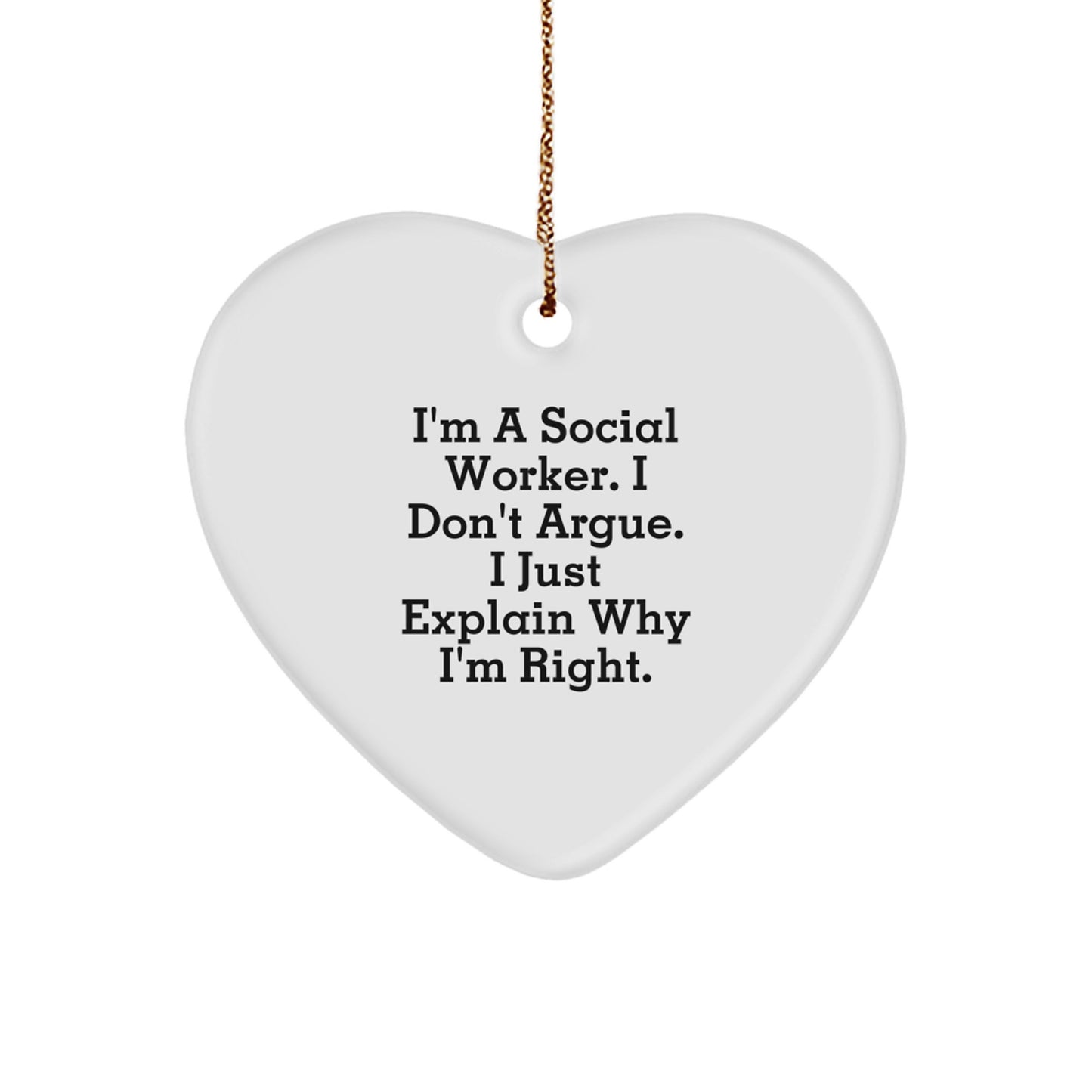 Funny Quotes for Social Workers, Heart Ornament Gifts from Friends to Social Worker Coworkers, Christmas Unique Decorations - Image 1