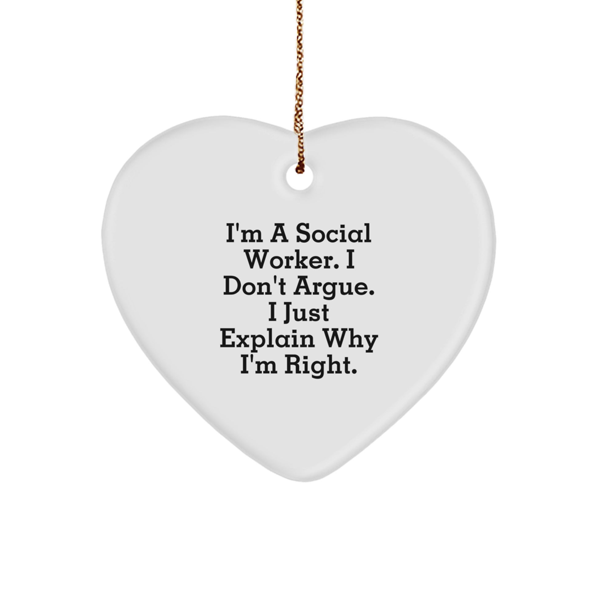 Funny Quotes for Social Workers, Heart Ornament Gifts from Friends to Social Worker Coworkers, Christmas Unique Decorations - Image 1