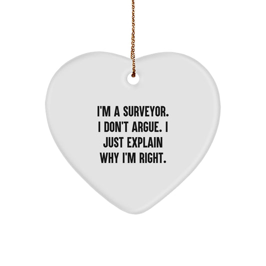 Funny Surveyor Gifts from Friends, Christmas Unique Gifts for Surveyors, Heart Ornament for Men - Image 1
