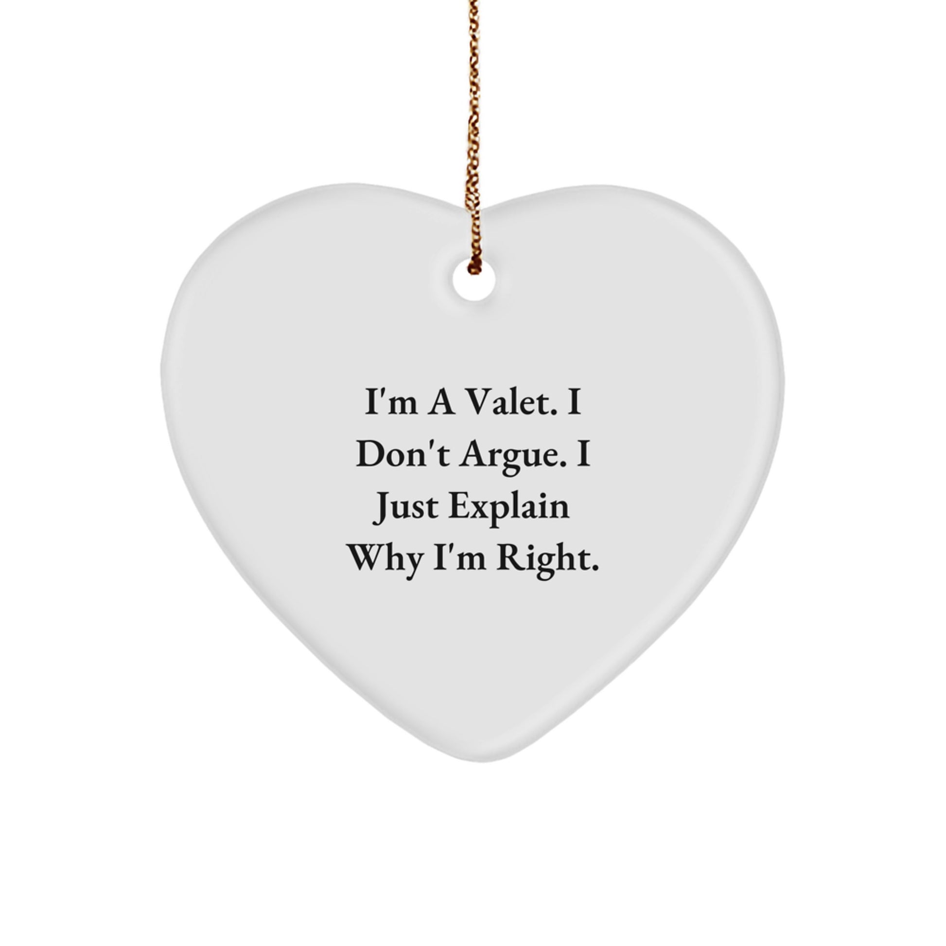 Valet Heart Ornament Funny Quote Gifts for Him from Friends Coworkers - Image 1