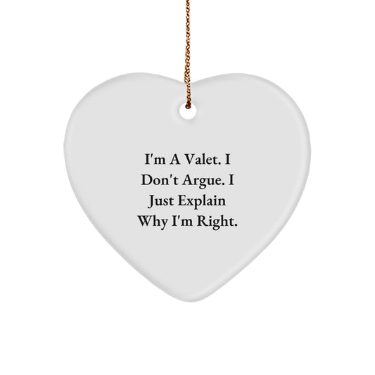 Valet Heart Ornament Funny Quote Gifts for Him from Friends Coworkers - Image 1