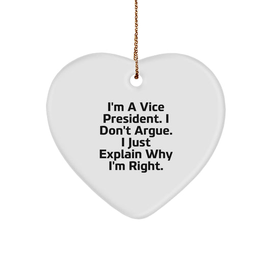 Funny Vice President Gifts for Men, Vice President Heart Ornament - Heart Shaped, Gift for Vice President, Christmas Unique Gifts from Family to Vice President - Image 1