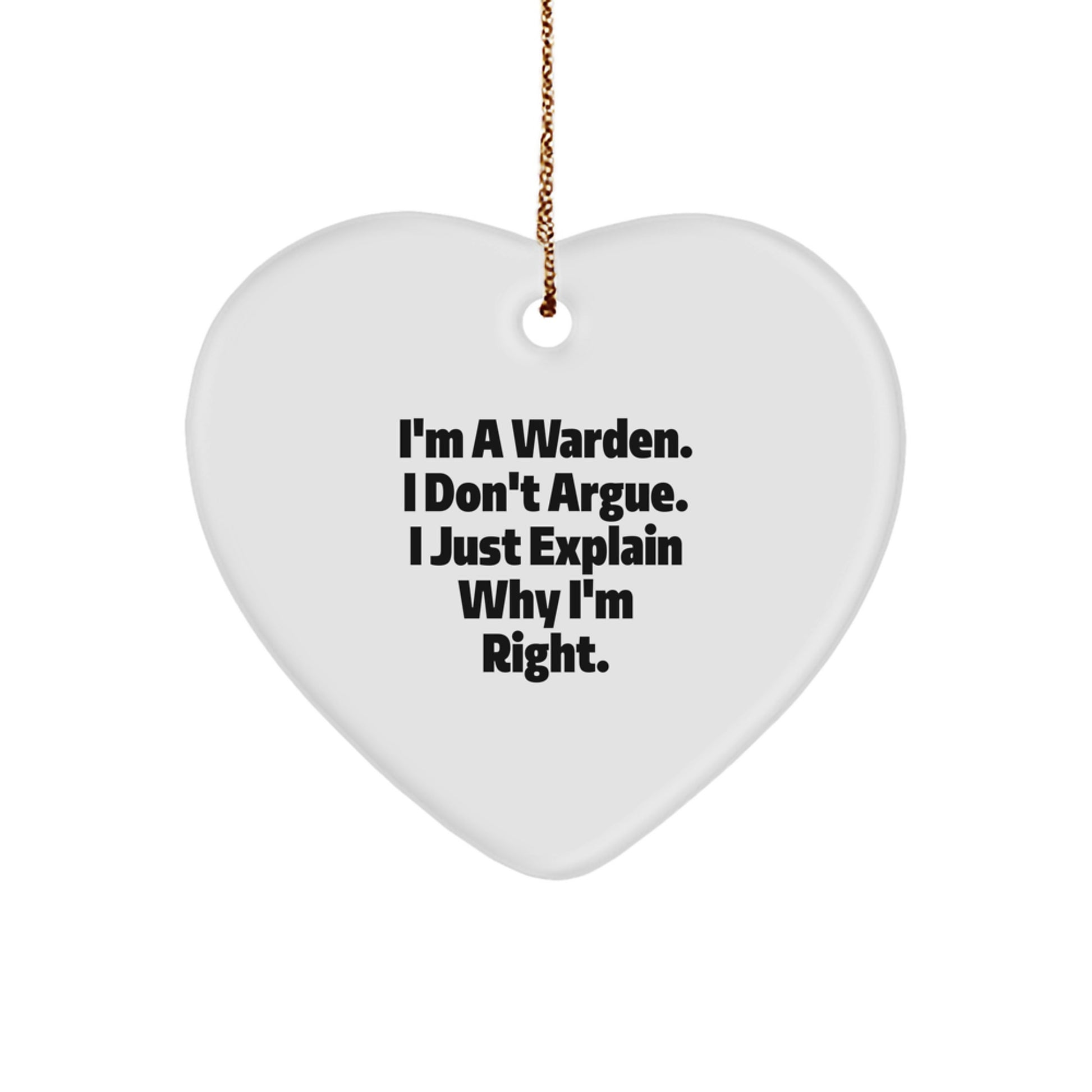 Funny Warden Heart Ornament Gifts from Men to Warden, Warden Unique Gifts for Warden, I'm A Warden Christmas Decorations - Image 1
