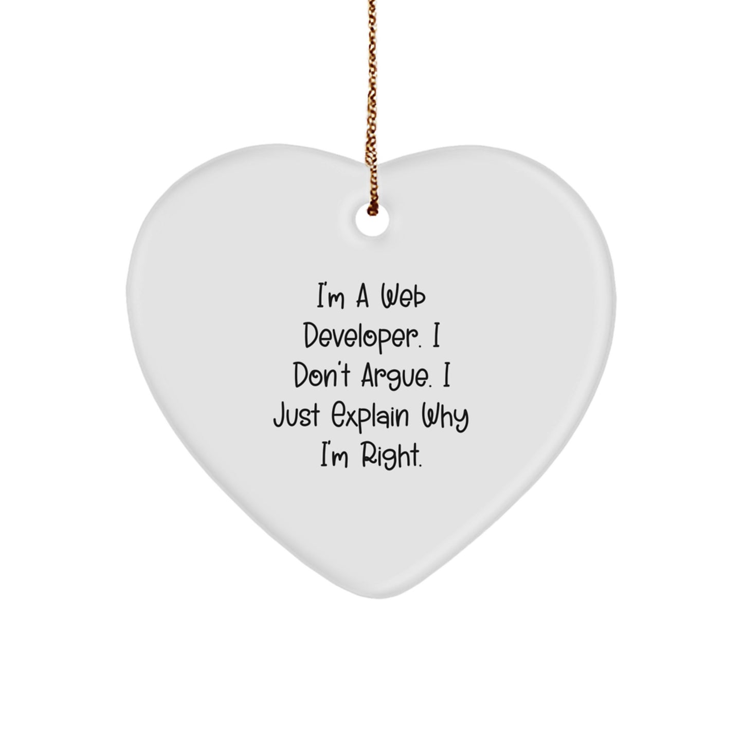 Heart Ornament for Web Developers Funny Quote Gifts from Men to Web Developer Friends Family Christmas Unique Gifts - Image 1
