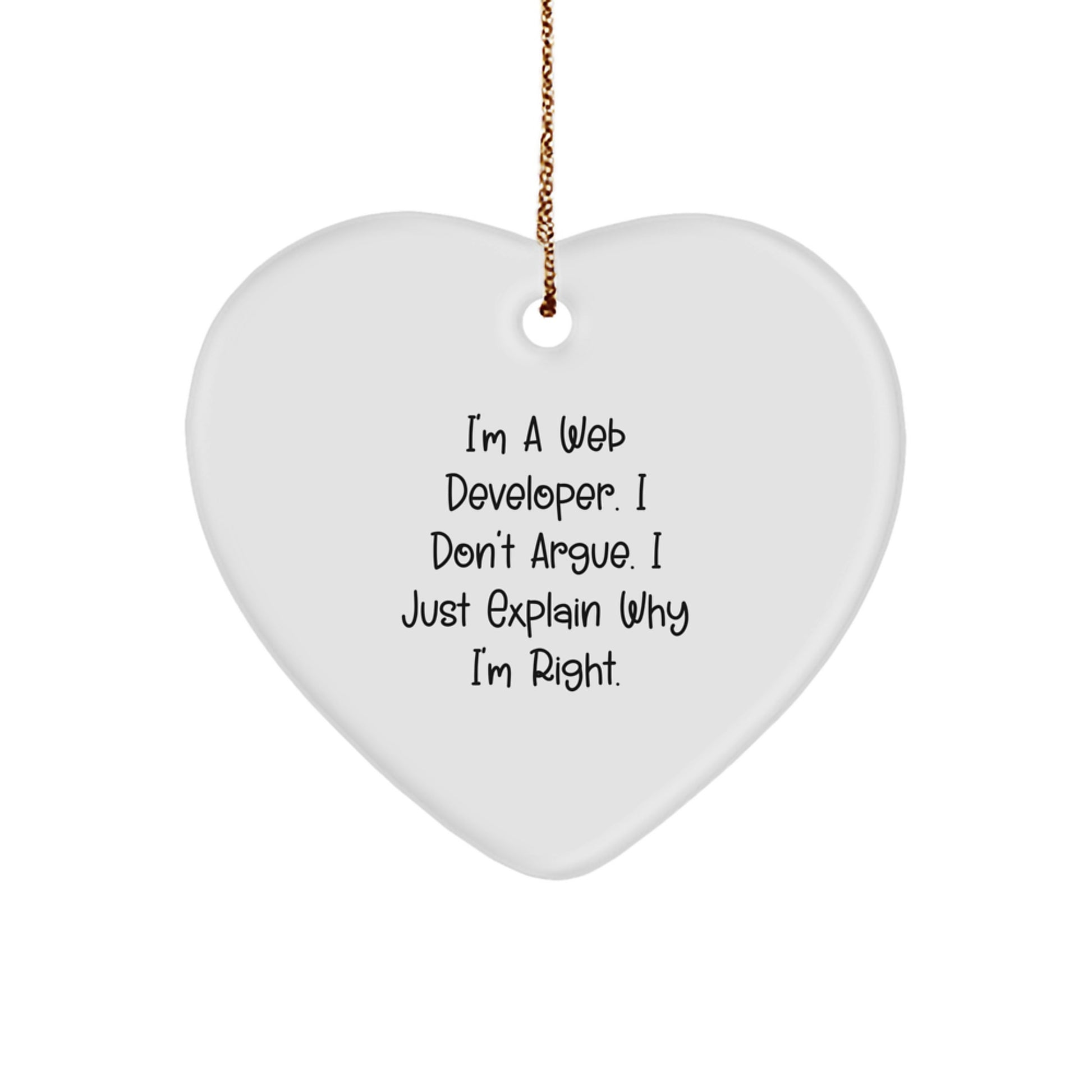 Heart Ornament for Web Developers Funny Quote Gifts from Men to Web Developer Friends Family Christmas Unique Gifts - Image 1