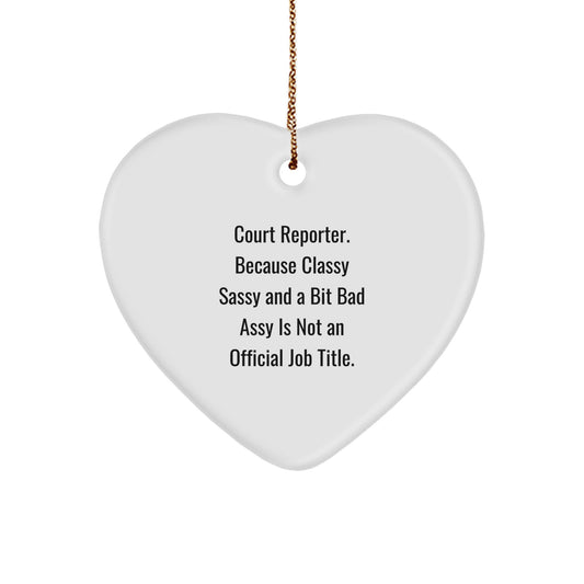 Funny Court Reporter Heart Ornament Gifts for Men from Friends, Christmas Unique Gifts for Women, Court Reporter Love - Image 1