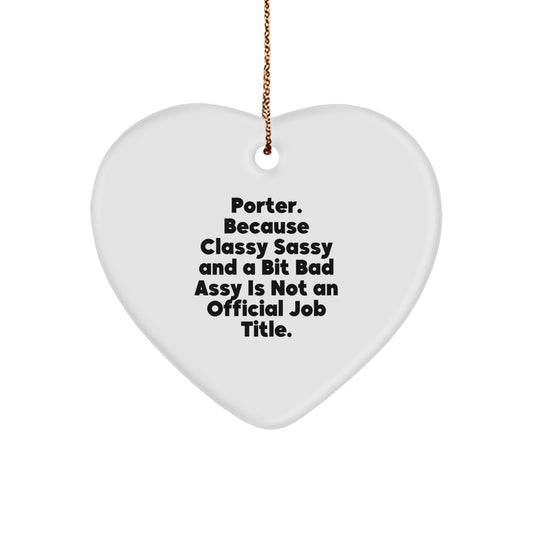 Porter Lover Gifts from Men Christmas Unique Gifts for Porter Funny Heart Ornament - Image 1