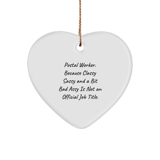 Funny Postal Worker Gifts, Heart Ornament for Postal Worker, Christmas Unique Gifts from Friends or Family - Image 1