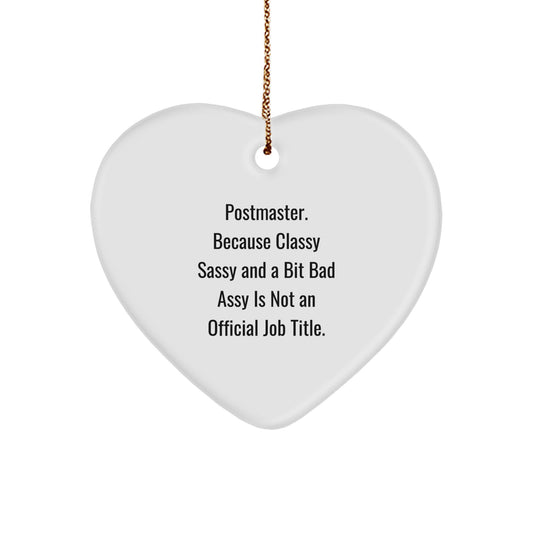 Funny Postmaster Gifts from Women for Postmaster Heart Ornament, Christmas Unique Gifts for Postmaster - Image 1