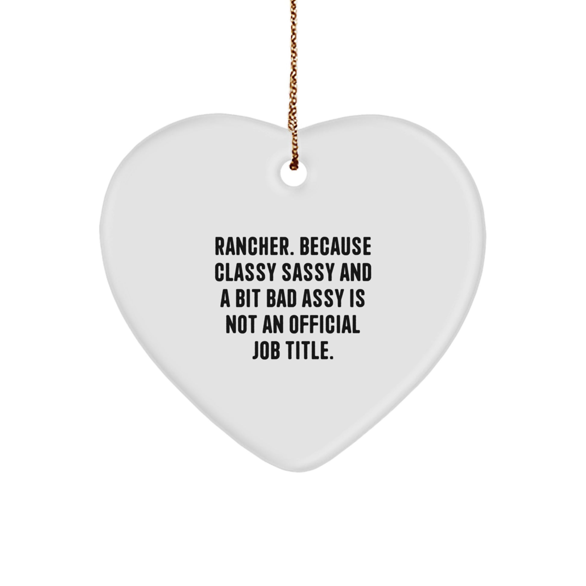 Funny Rancher Gifts for Men, Heart Ornament with Sassy Quote - Gifts from Friends, Family, Coworkers - Image 1
