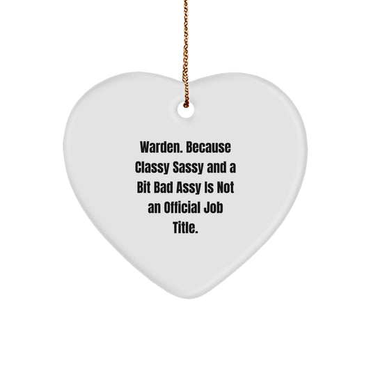 Funny Warden Heart Ornament Gifts from Friends and Family for the Warden in Your Life, Christmas Unique Gifts - Image 1