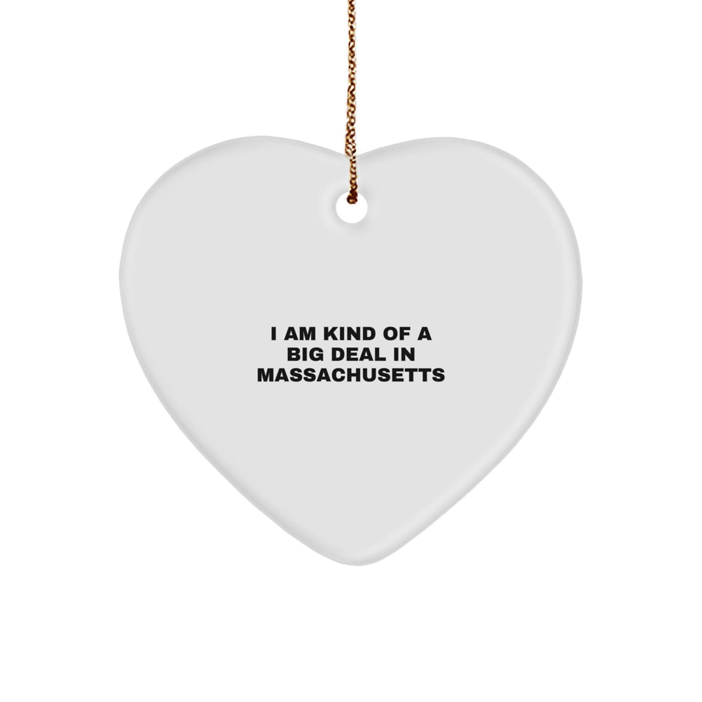 Funny Massachusetts Heart Ornament Gifts from Friends, Unique Christmas Unique Gifts for Men, Women, Family, and Friends in Massachusetts - Image 1