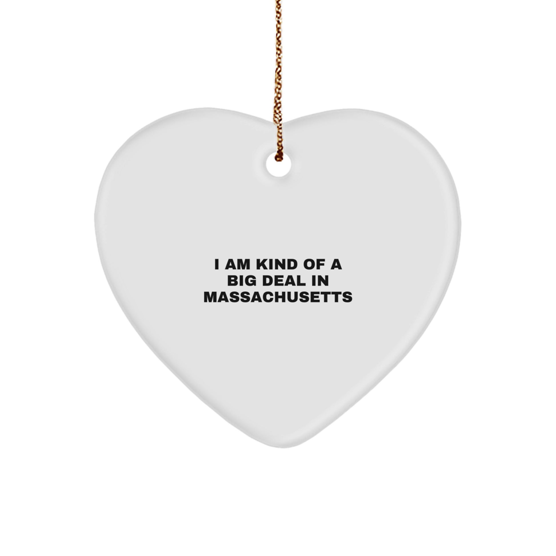 Funny Massachusetts Heart Ornament Gifts from Friends, Unique Christmas Unique Gifts for Men, Women, Family, and Friends in Massachusetts - Image 1