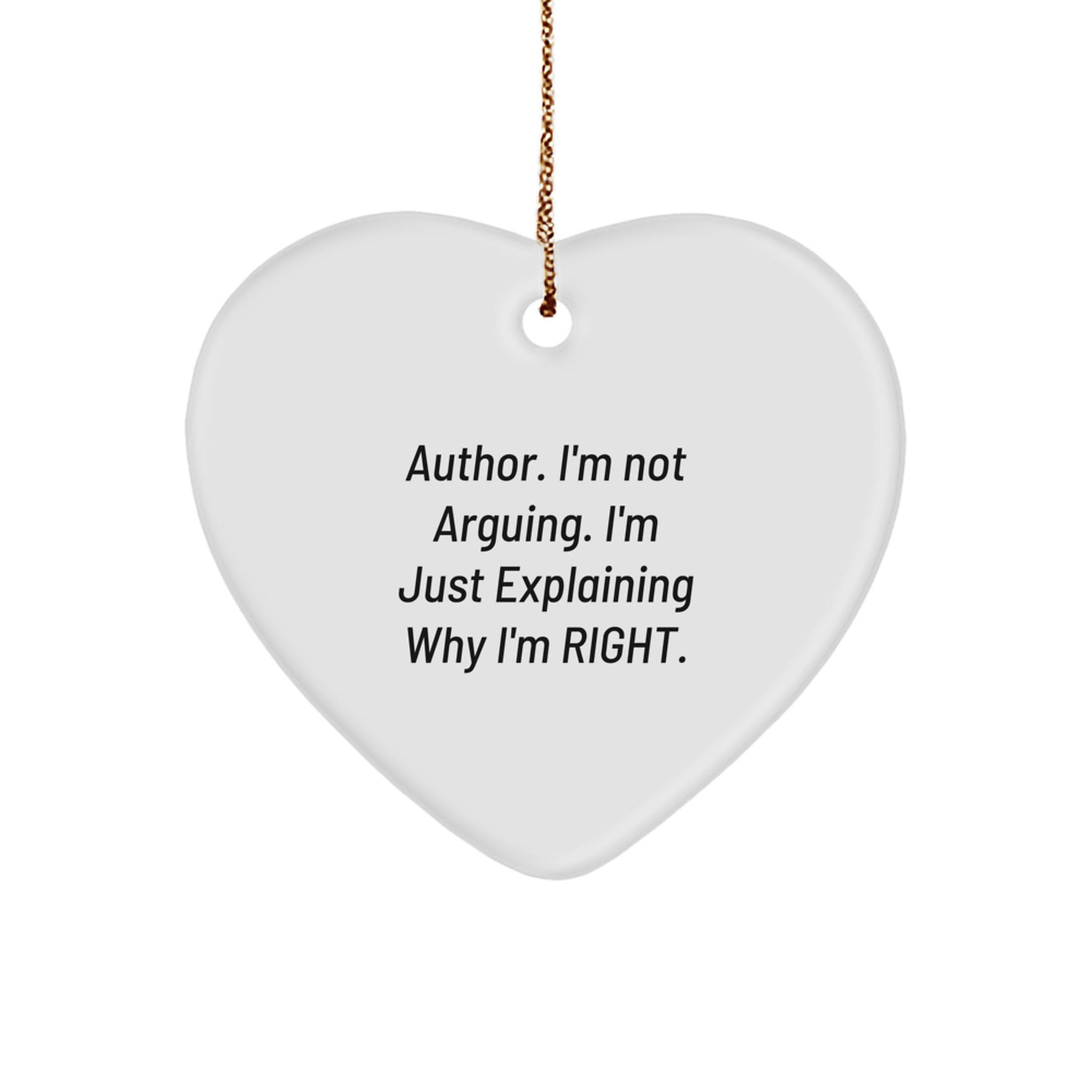 Funny Author Gifts from Men, Inspirational Heart Ornament for Author, Christmas Unique Gifts - Image 1