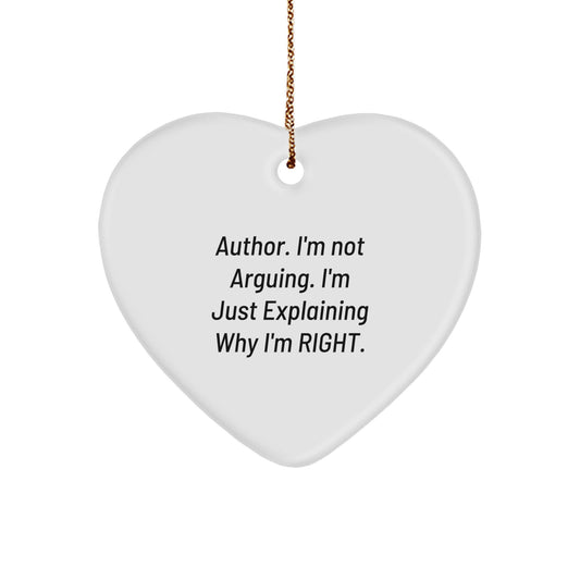 Funny Author Gifts from Men, Inspirational Heart Ornament for Author, Christmas Unique Gifts - Image 1
