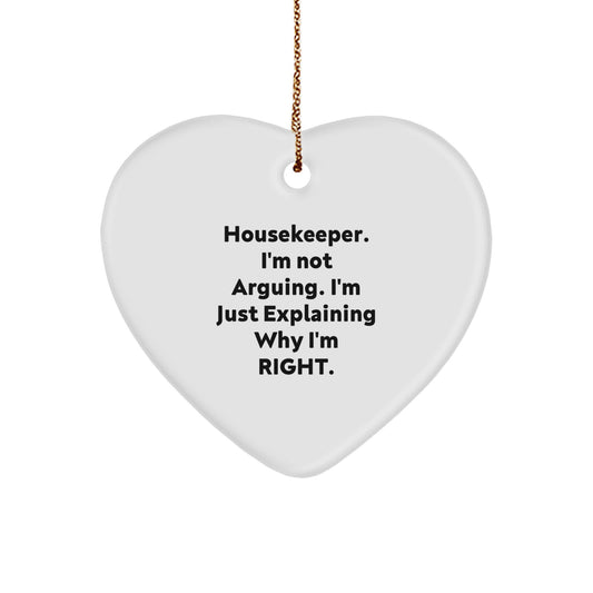 Funny Housekeeper Heart Ornament Gifts from Family for Women, Funny Housekeeper Quotes Heart Ornament, Christmas Unique Gifts for Housekeeper Friends - Image 1
