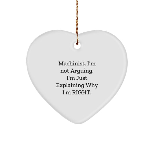 Funny Machinist Heart Ornament Gifts from Friends to Family, Machinist Christmas Unique Gifts for Him, Cute Quote Heart Shaped Decoration - Image 1