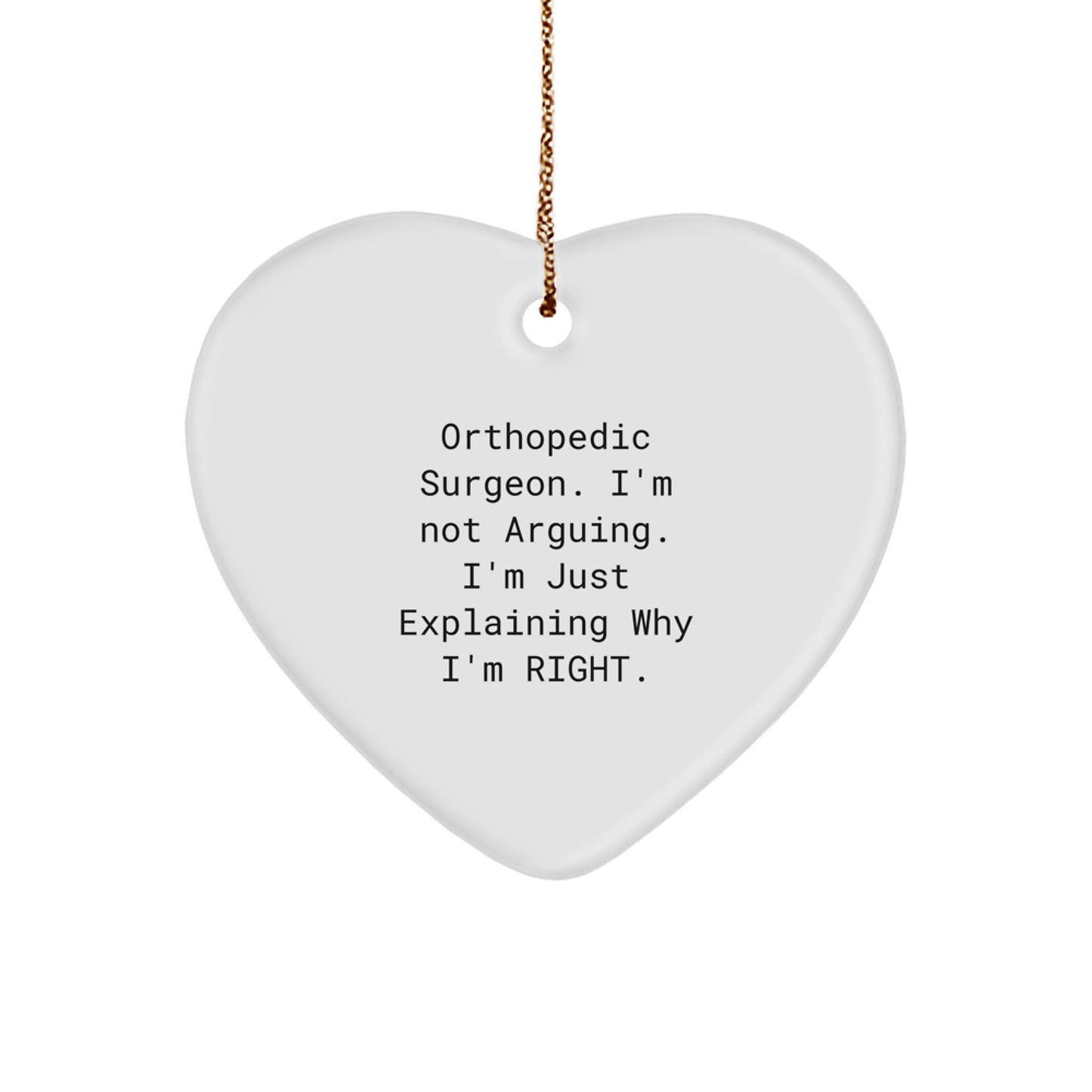 Funny Orthopedic Surgeon Gifts, Christmas Unique Heart Ornament, 'I'm Not Arguing. I'm Just Explaining Why I'm Right.' Men Women Friends Coworkers Family - Image 1
