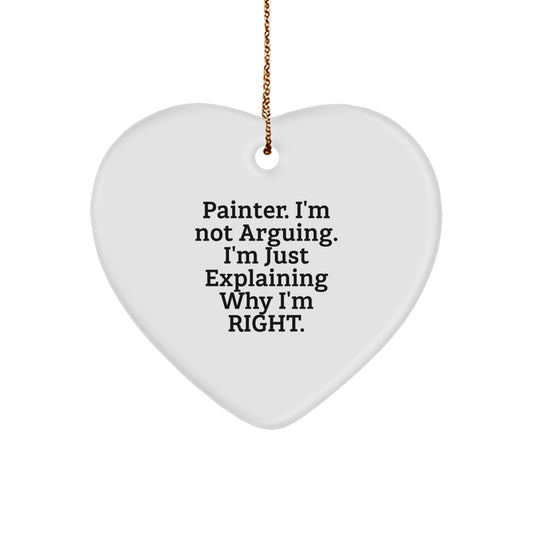 Funny Painter Gifts for Painter Men Christmas Unique Gifts from Friends, Heart Ornament with Painter Quote, Perfect for Painter Women, Funny Painter Christmas Unique Gifts - Image 1