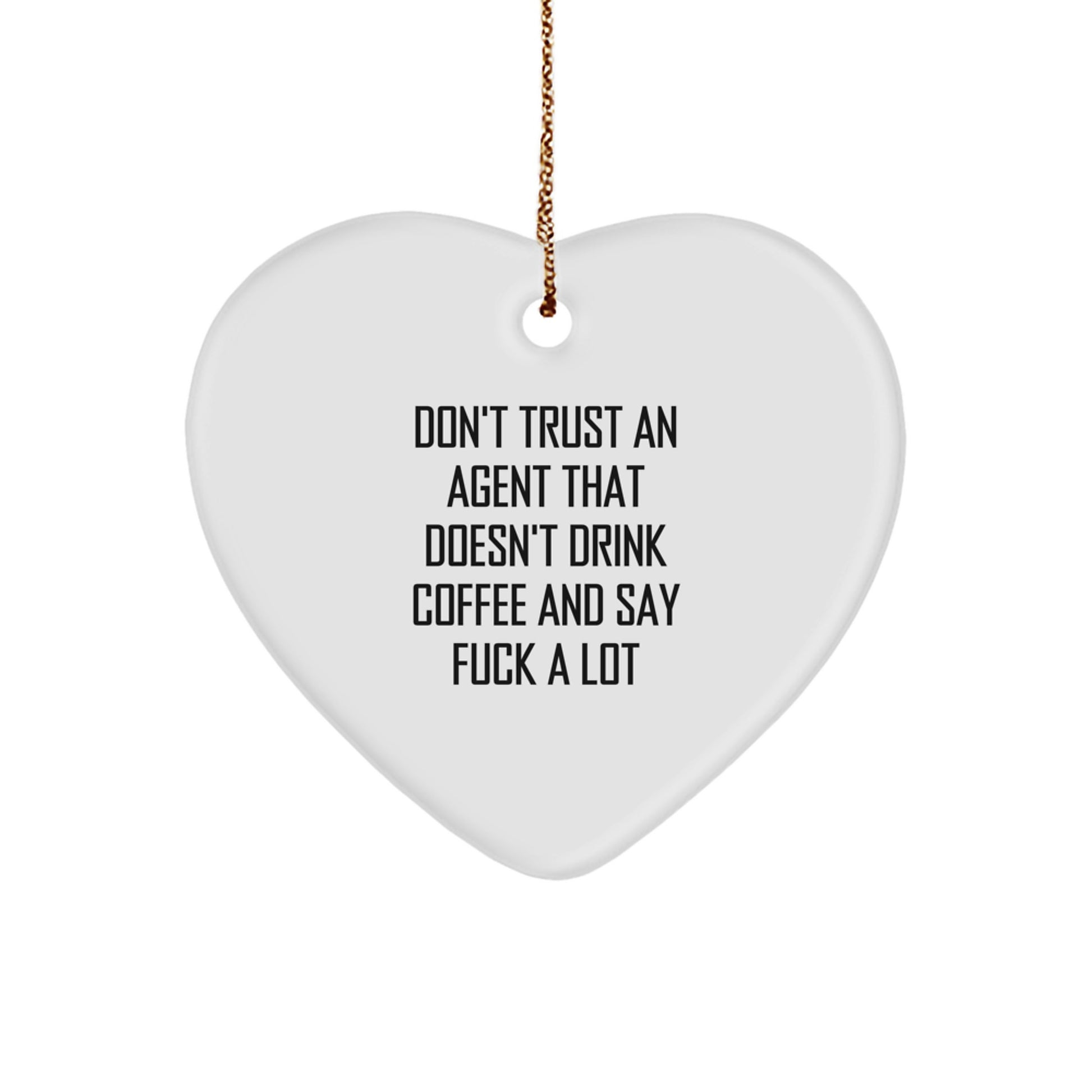 Funny Agent Heart Ornament Gifts from Friends, Agent Christmas Unique Gifts, Funny Heart Shaped Ornament for Agent - Image 1