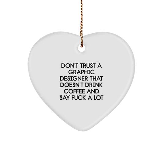 Funny Graphic Designer Gifts from Men - Heart Ornament for Graphic Designer Friends on Christmas Unique Gifts - Image 1