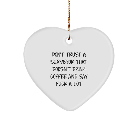 Funny Surveyor Gifts from Friends, Heart Ornament with Sassy Quote, Perfect Christmas Unique Gifts for Men Surveyors - Image 1