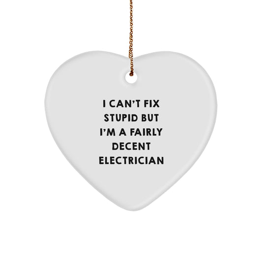 Funny Electrician Heart Ornament Gifts from Friends, Coworkers, Family for Electrician Men, Unique Christmas Unique Gifts from Men, Funny Electrician Heart Ornament - Image 1