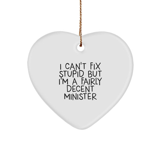 Funny Minister Heart Ornament Gifts from Men to Women for Christmas Unique Presents - Image 1