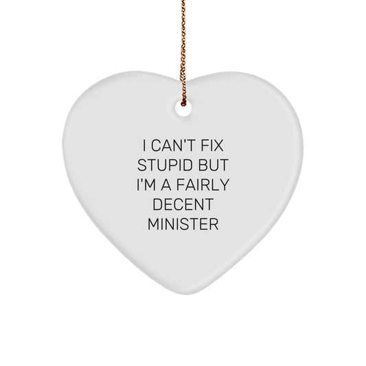 Funny Minister Heart Ornament Gifts from Men to Ministers for Christmas Unique Decorations - Image 1