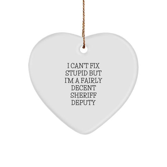 Funny Sheriff Deputy Heart Ornament Gifts from Men to Sheriff Deputy Friends for Christmas Unique Gifts - Image 1