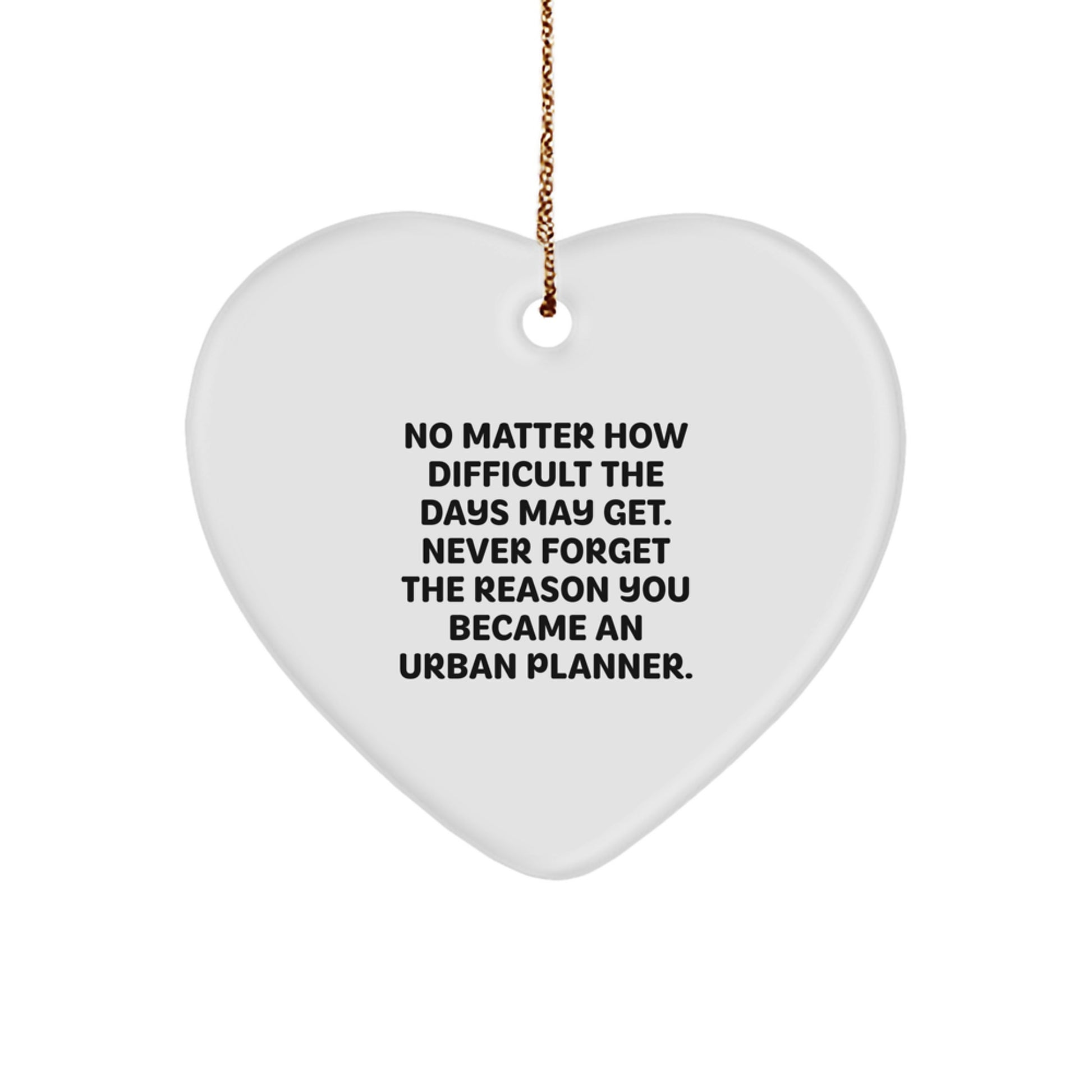 Funny Urban Planner Heart Ornament Gifts from Friends for Christmas - Never Forget Your Passion - White Heart Shaped MDF with Sublimation - Image 1