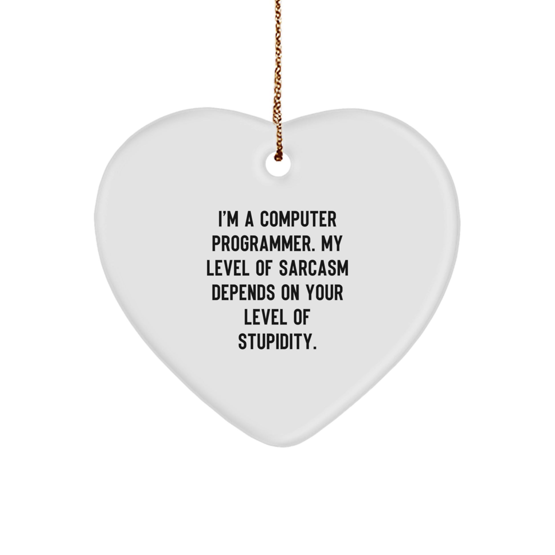 Funny Computer Programmer Gifts from Friends, Heart Ornament for Computer Programmer, I'm A Computer Programmer My Level Of Sarcasm - Image 1