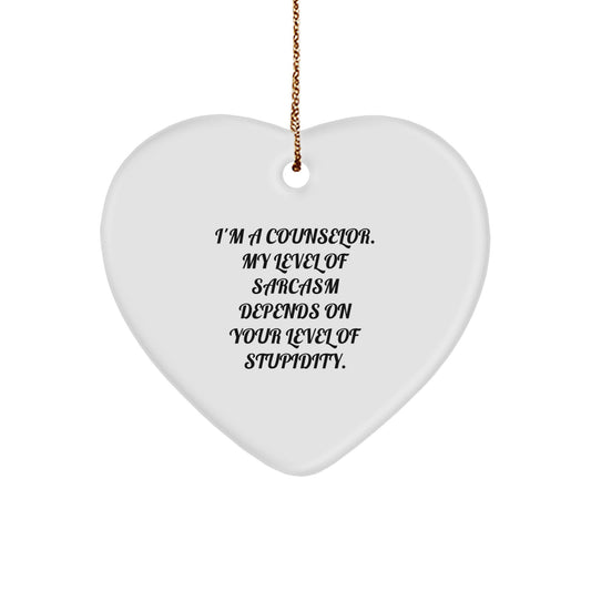 Funny Counselor Gifts, Heart Ornament for Counselors, Christmas Unique Gifts from Friends to Counselor - Image 1