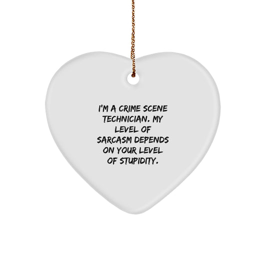 Funny Crime Scene Technician Gifts from Friends, Heart Ornament for Christmas Unique Presents - Image 1