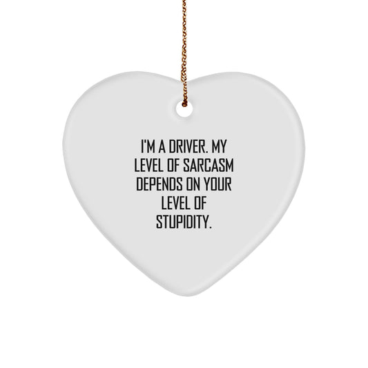 Funny Driver Gifts for Him - Heart Ornament with Sarcasm Quote, Perfect for Driver Men, Unique Christmas Unique Gifts from Friends - Image 1