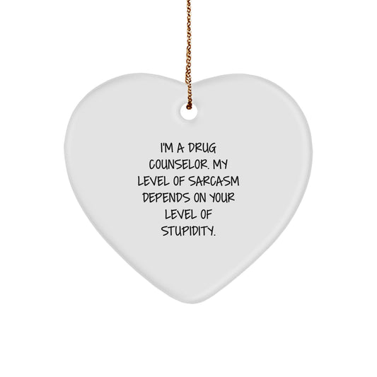 Funny Drug Counselor Gifts from Friends - Heart Ornament for Drug Counselor Christmas Unique Gifts, 'I'm A Drug Counselor...' - Image 1