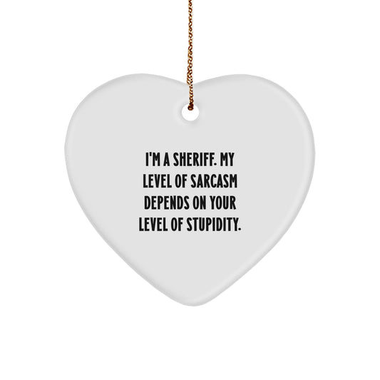 Funny Sheriff Gifts from Friends for Men, Sheriff Heart Ornament, Christmas Unique Sheriff - Image 1
