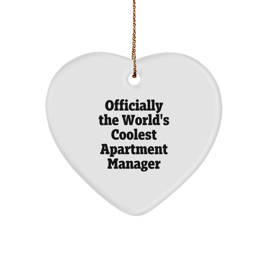 Funny Apartment Manager Gifts from Friends - Heart Ornament for The World's Coolest Apartment Manager - Christmas Unique Gifts - Image 1