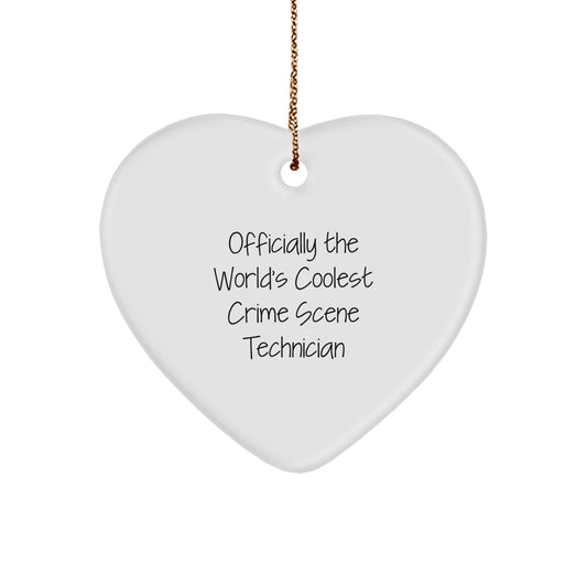 Funny Crime Scene Technician Heart Ornament Gifts from Men to Friends, Christmas Unique Gifts for Him, Quote: 'Officially The World's Coolest Crime Scene Technician' - Image 1