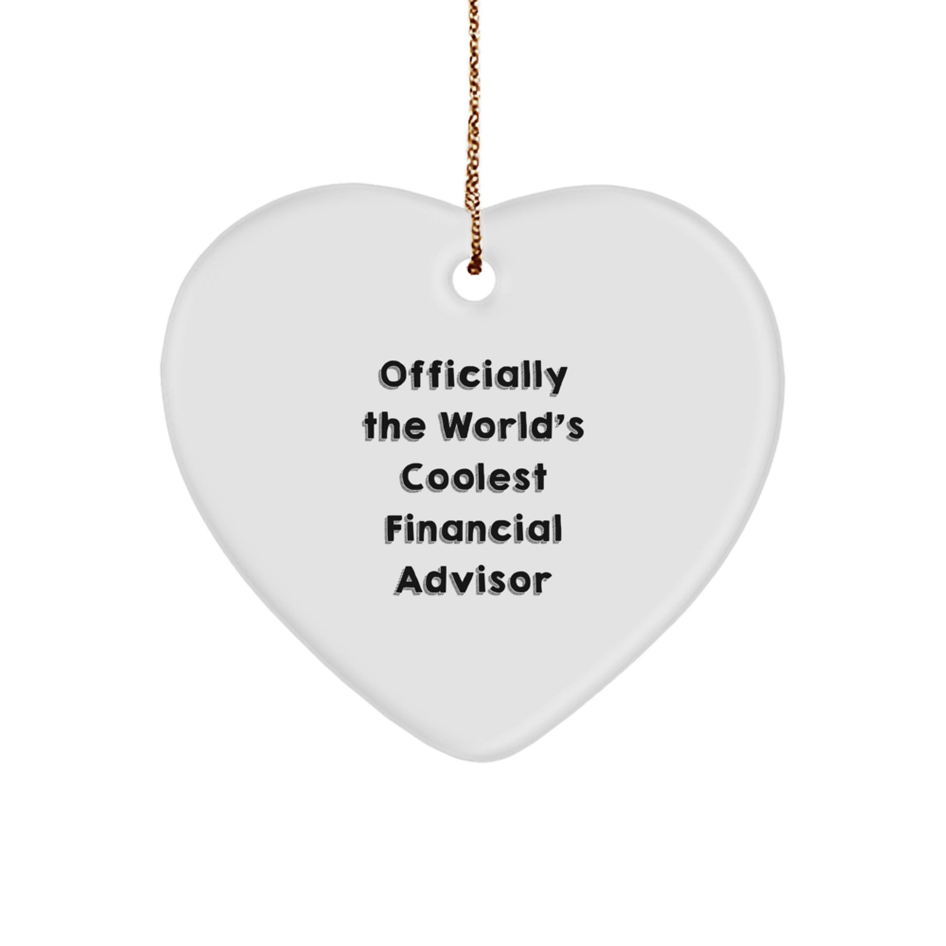 Funny Financial Advisor Gifts for Christmas, Heart Ornament Quote Gifts from Friends for Family, Officially The World's Coolest Financial Advisor - Image 1