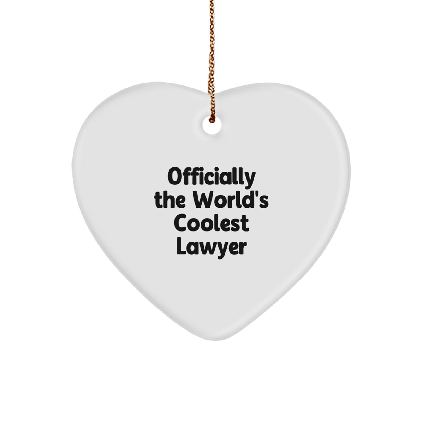Funny Lawyer Gifts from Men for Lawyer, Officially The 'World's Coolest Lawyer' Heart Ornament, Christmas Unique - Image 1