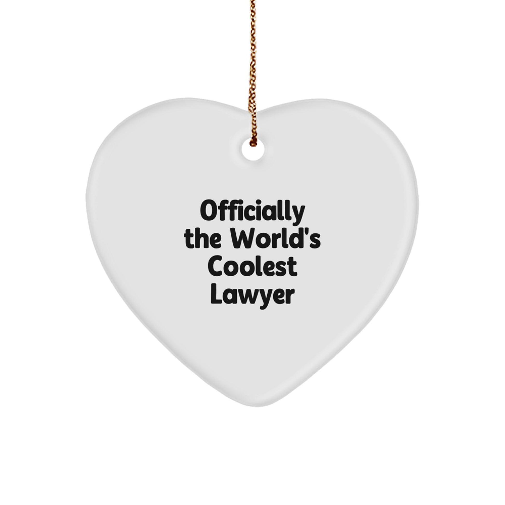 Funny Lawyer Gifts from Men for Lawyer, Officially The 'World's Coolest Lawyer' Heart Ornament, Christmas Unique - Image 1