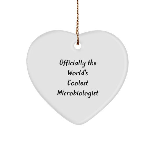 Microbiologist Heart Ornament, Funny Quote 'Officially The World's Coolest Microbiologist', Gifts for Him, Christmas Unique Gifts from Family, Friends, or Coworkers - Image 1