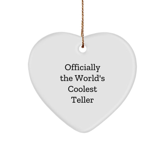 Funny Teller Heart Ornament Gifts from Friends for Men, Women, and Family - Officially The World's Coolest Teller Heart-Shaped MDF Wooden Christmas Unique Gifts - Image 1