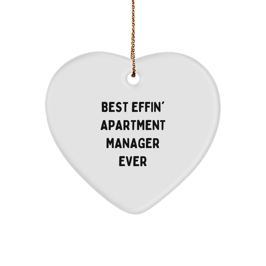 Funny Quote Heart Ornament Gifts for Apartment Manager, Christmas Unique Gifts from Friends - Image 1