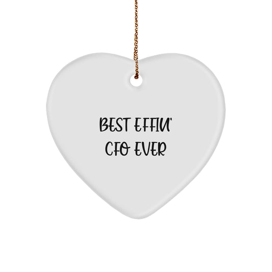 Funny CFO Gifts from Friends - Best Effin' CFO Ever Heart Ornament, White, Christmas Unique Gifts for CFO - Image 1